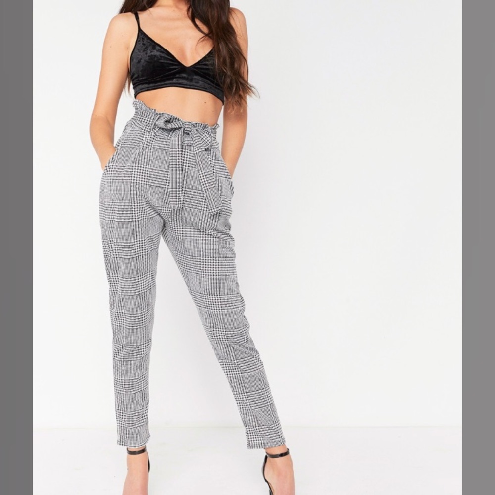 NWT brand new grey plaid tie trousers
